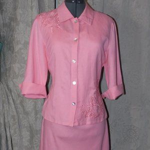Talbots Linen Blnd Salmon Pink Dress Suit sz 10